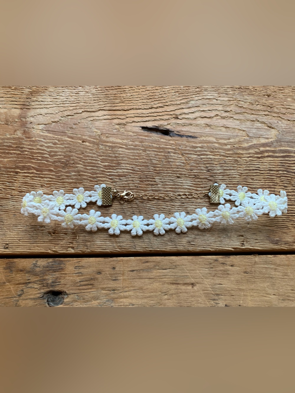 90s/Y2K Daisy Embroidery Choker Necklace